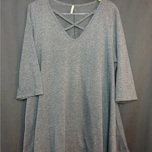 Gray V-Neck Women's Top